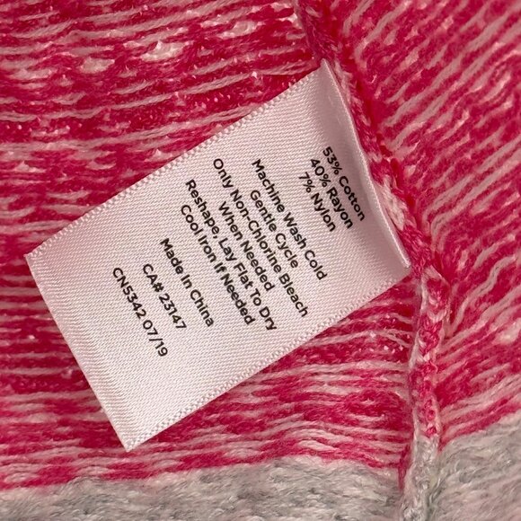 Talbots size XL Striped Knit cowl neck Sweater Pink Gray Women's cotton blend - Picture 3 of 9
